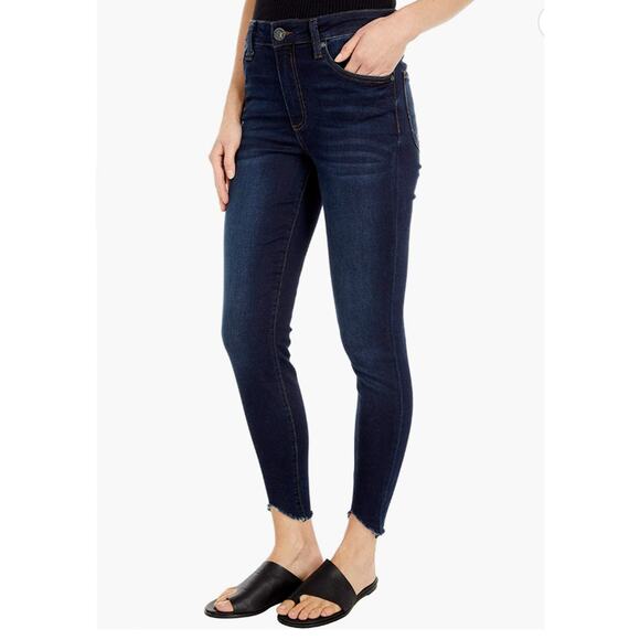 Kut From The Kloth Blue Connie High Rise Slim Fit Raw V-Cut Ankle Hem Jeans 4 - Picture 2 of 13